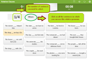 relative clauses interactive game
