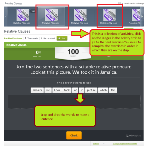 Relative clauses interactive practice game